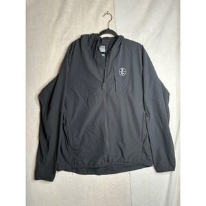 Leupold Mens Black Hooded Full Zip Windbreaker Jacket XXL Stretch Performance